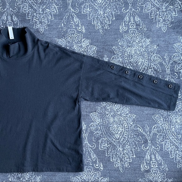 Madewell Button-Sleeve Turtleneck Top Black XL - Picture 4 of 8